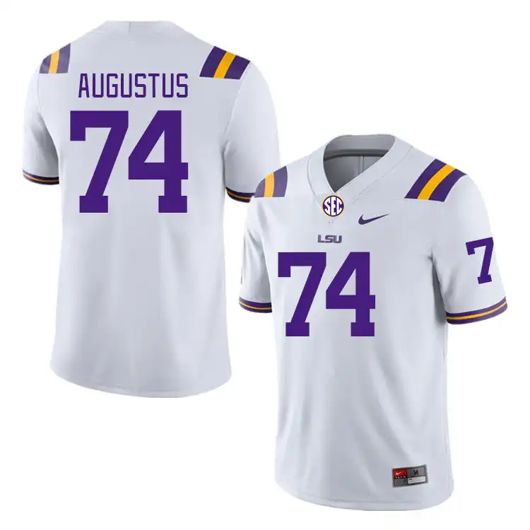 Men's LSU Tigers Braden Augustus #74 White NCAA Football Jersey